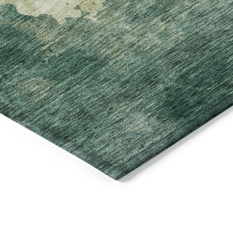 8' X 10' Green And Ivory Abstract Washable Indoor Outdoor Area Rug Transitional Style - Green, Ivory Color