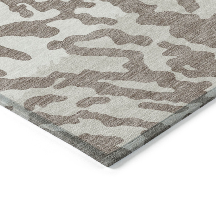 8' X 10' Taupe Brown And Ivory Animal Print Washable Indoor Outdoor Area Rug