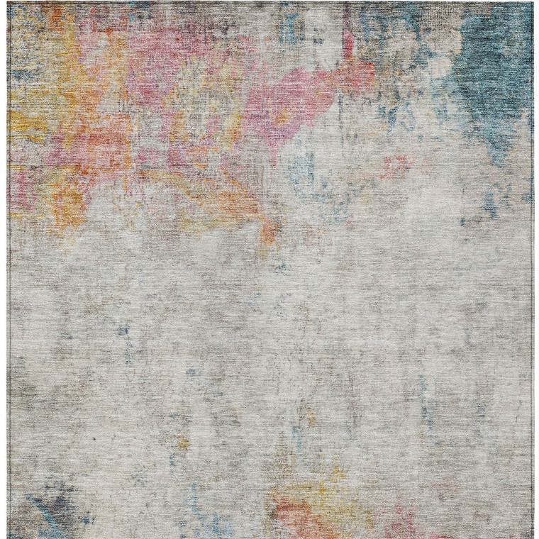 8' X 10' Teal Blue Abstract Washable Indoor Outdoor Area Rug