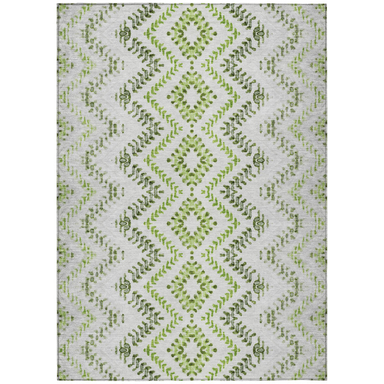 10' X 14' Green Ivory And Gray Geometric Washable Indoor Outdoor Area Rug