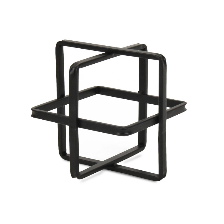 6" Black Metal Abstract Cube Sculpture - 4512839575650