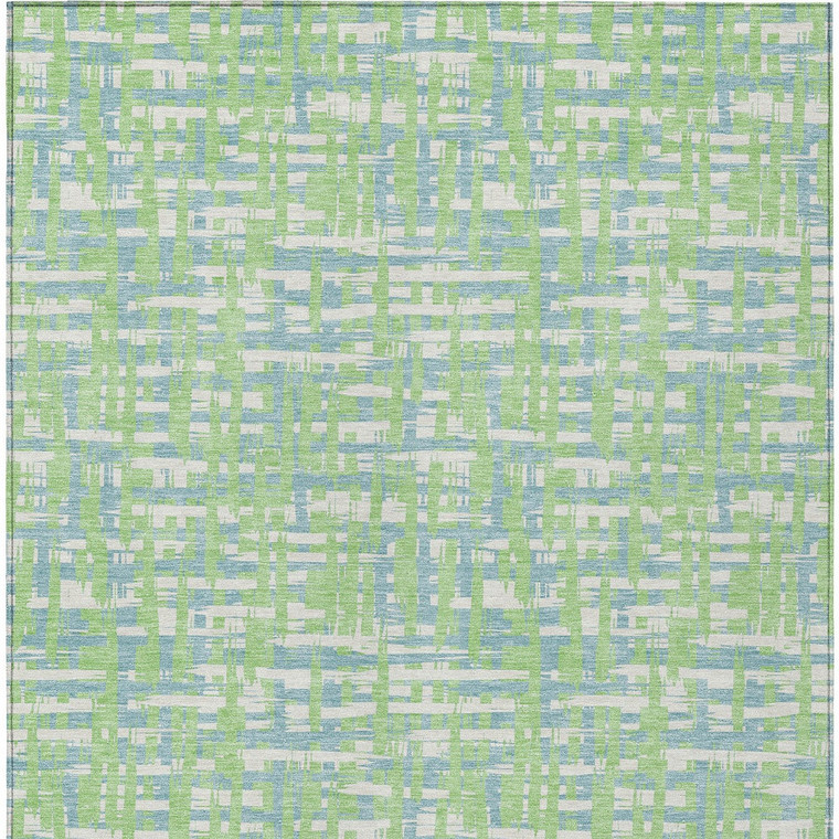 10' X 14' Mint Green Blue And Beige Abstract Washable Indoor Outdoor Area Rug