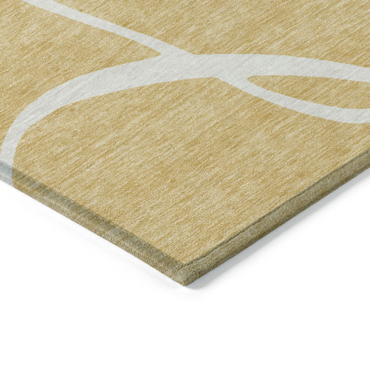 8' X 10' Gold And Ivory Abstract Washable Indoor Outdoor Area Rug Transitional Style - Gold, Ivory Color