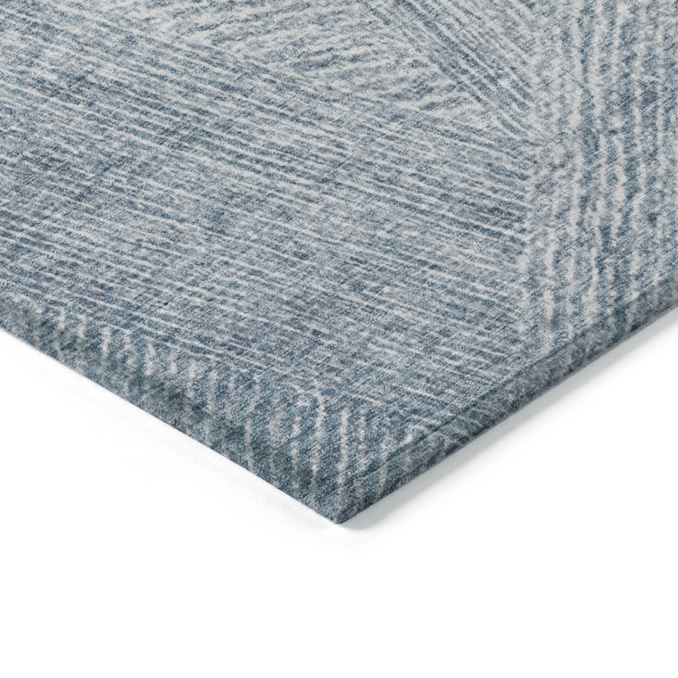 9' X 12' Denim Blue And Ivory Abstract Washable Indoor Outdoor Area Rug - 608219139377