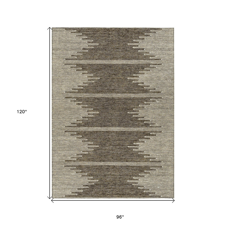 8' X 10' Coffee And Ivory Abstract Washable Indoor Outdoor Area Rug