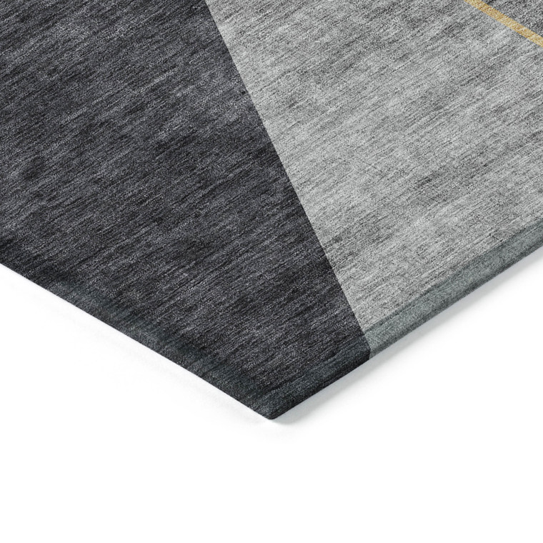 9' X 12' Charcoal Taupe And Gray Geometric Washable Indoor Outdoor Area Rug