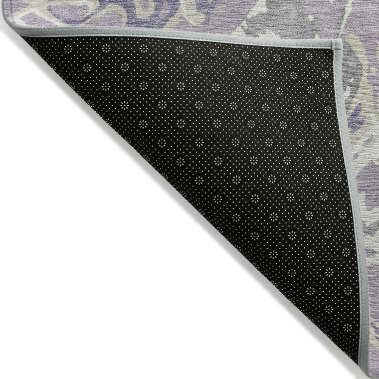 10' X 14' Lavender And Ivory Abstract Washable Indoor Outdoor Area Rug