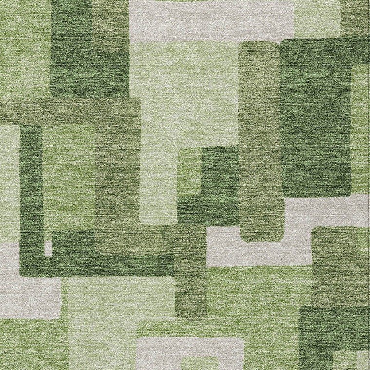10' X 14' Artichoke Green And Ivory Abstract Washable Indoor Outdoor Area Rug - Artichoke Green, Ivory