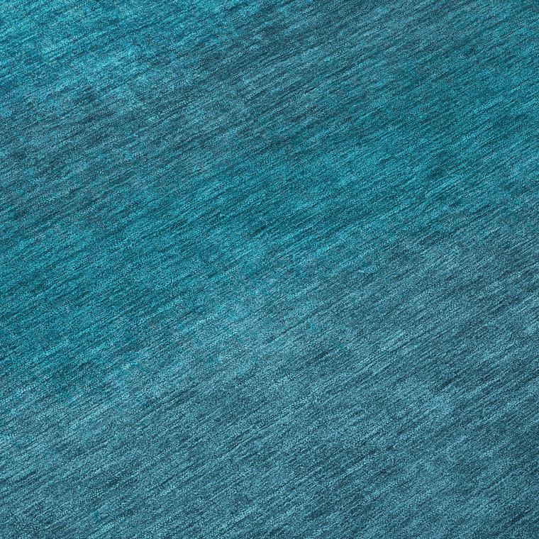 8' Teal Blue And Sky Blue Round Ombre Washable Indoor Outdoor Area Rug