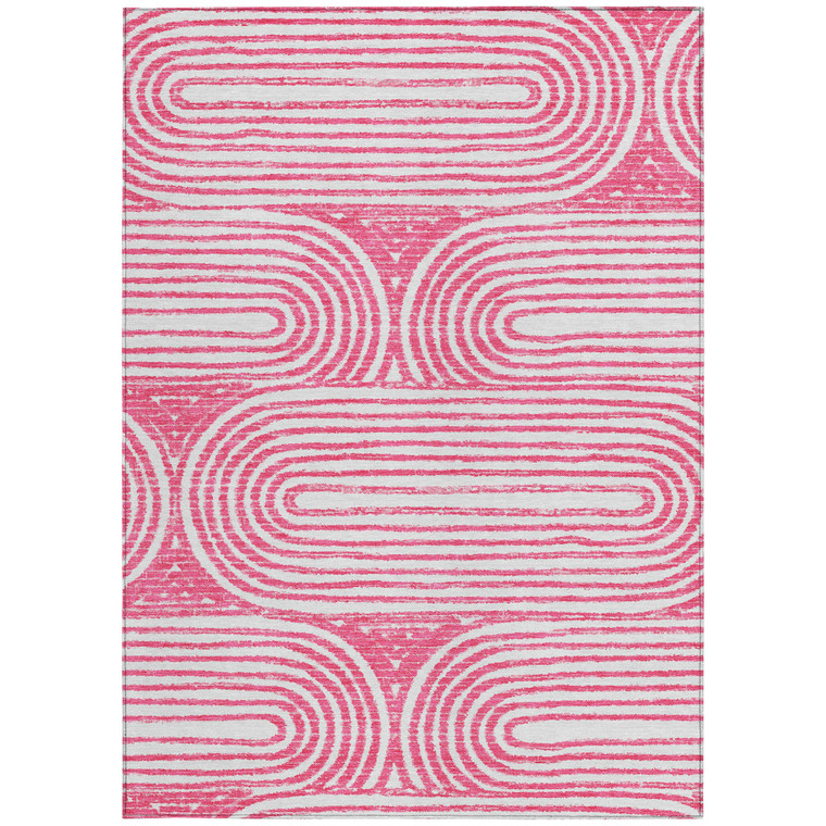 8' X 10' Blush Abstract Washable Non Skid Indoor Outdoor Area Rug