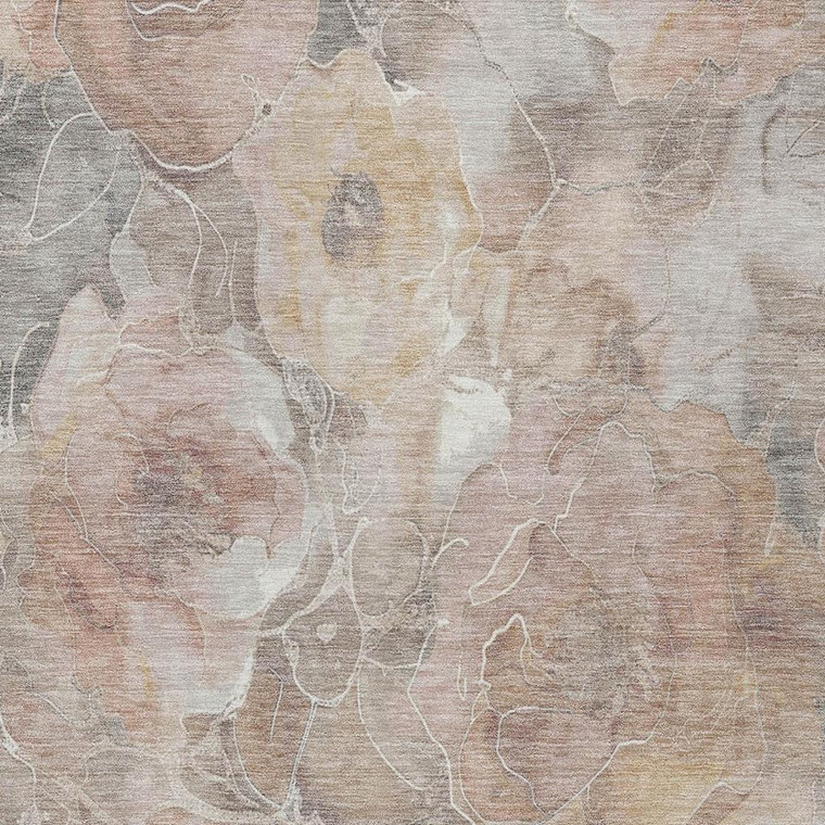 10' X 14' Taupe And Gray Floral Washable Indoor Outdoor Area Rug