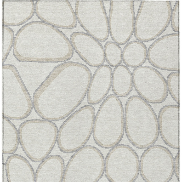 8' X 10' Ivory And Gray Abstract Washable Indoor Outdoor Area Rug - 608219034399