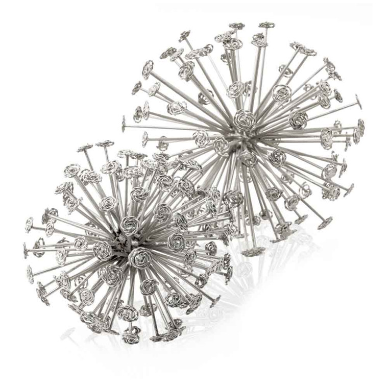 6.5" x 6.5" x 6.5" Silver Starburst Spheres Set of 2 - 4512839598598