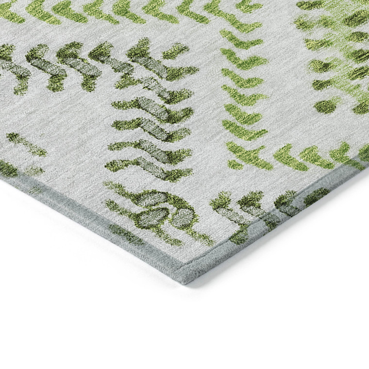 8' X 10' Green Ivory And Gray Geometric Washable Indoor Outdoor Area Rug