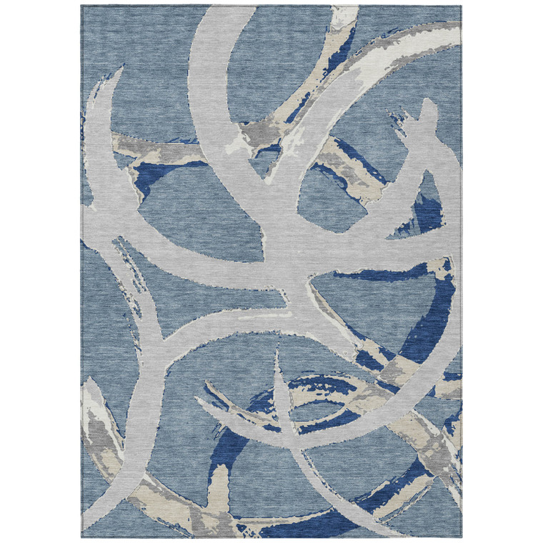8' X 10' Gray Abstract Washable Indoor Outdoor Area Rug - 608219283377