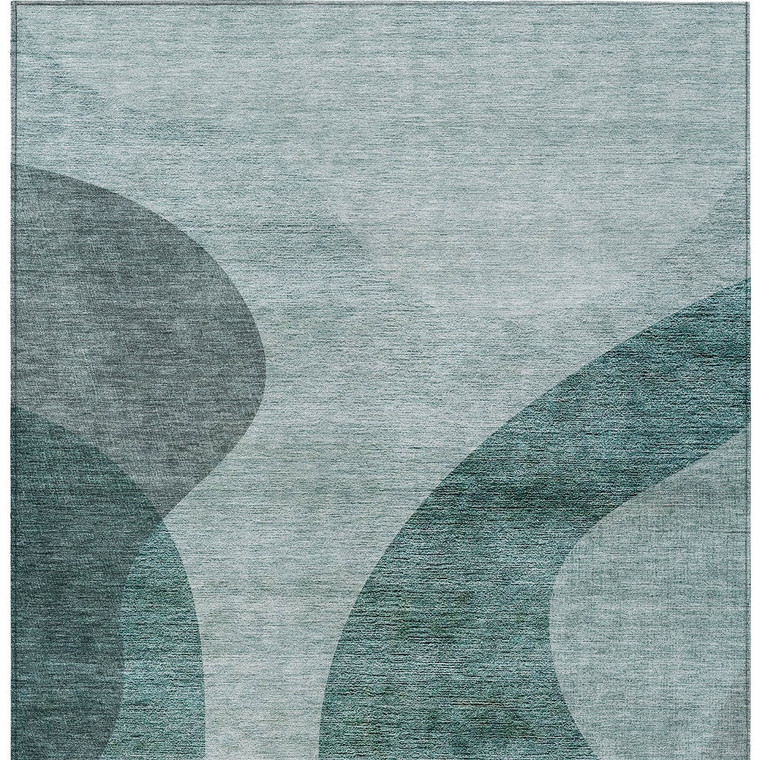 10' X 14' Green And Sage Abstract Washable Indoor Outdoor Area Rug - Green, Sage
