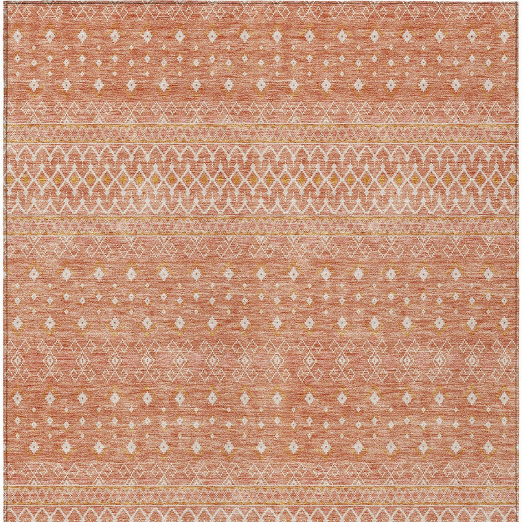 8' X 10' Salmon Gold And Ivory Tribal Washable Indoor Outdoor Area Rug