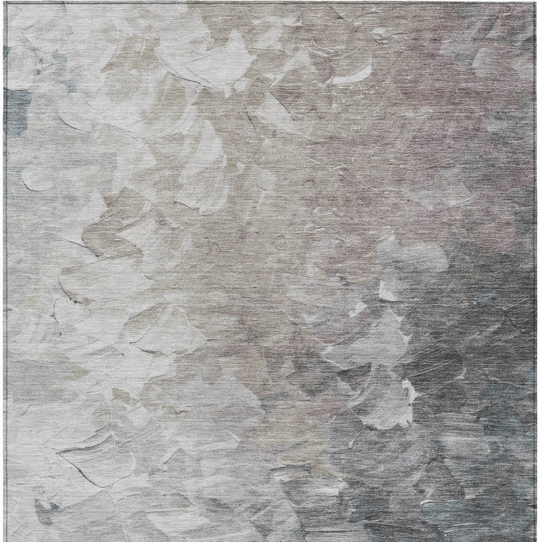 8' X 10' Taupe Brown And Silver Abstract Washable Indoor Outdoor Area Rug