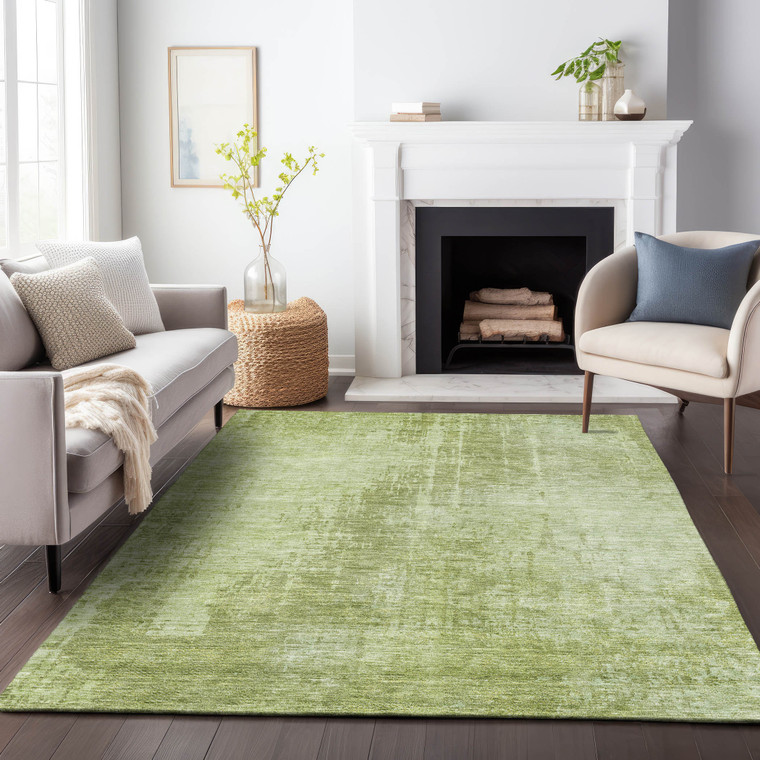 8' X 10' Sage And Green Abstract Washable Indoor Outdoor Area Rug