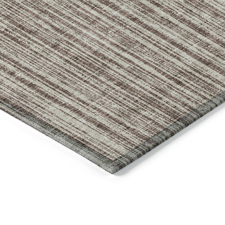 10' X 14' Brown And Ivory Striped Washable Indoor Outdoor Area Rug