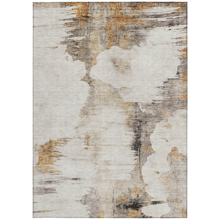 10' X 14' Beige Ivory And Taupe Abstract Washable Indoor Outdoor Area Rug