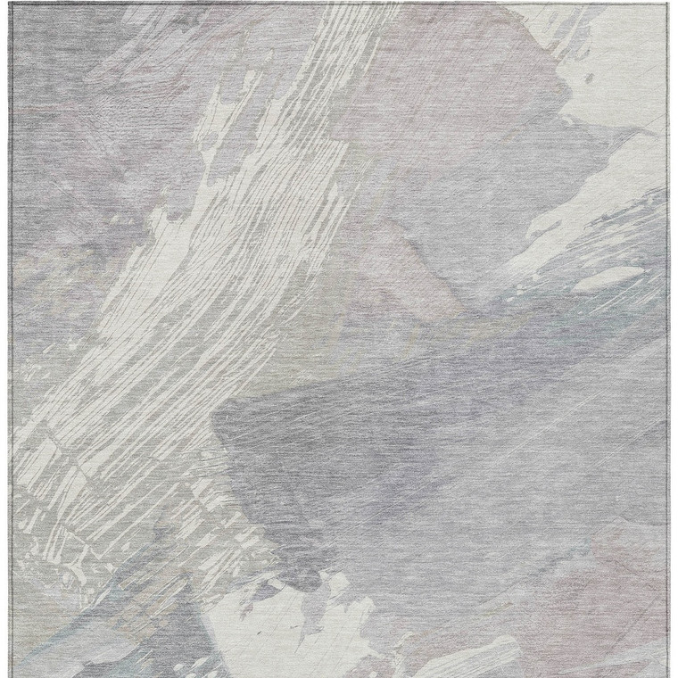 9' X 12' Ivory And Gray Abstract Washable Indoor Outdoor Area Rug Transitional Style - Ivory, Gray Color