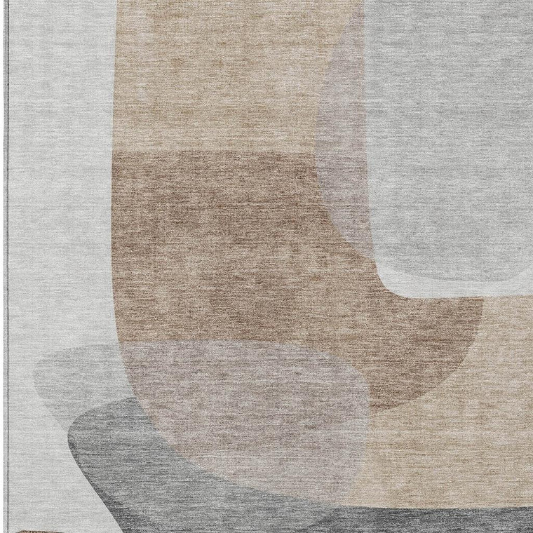9' X 12' Brown And Gray Abstract Washable Indoor Outdoor Area Rug