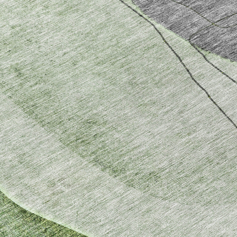 8' Olive Green And Gray Round Abstract Washable Indoor Outdoor Area Rug