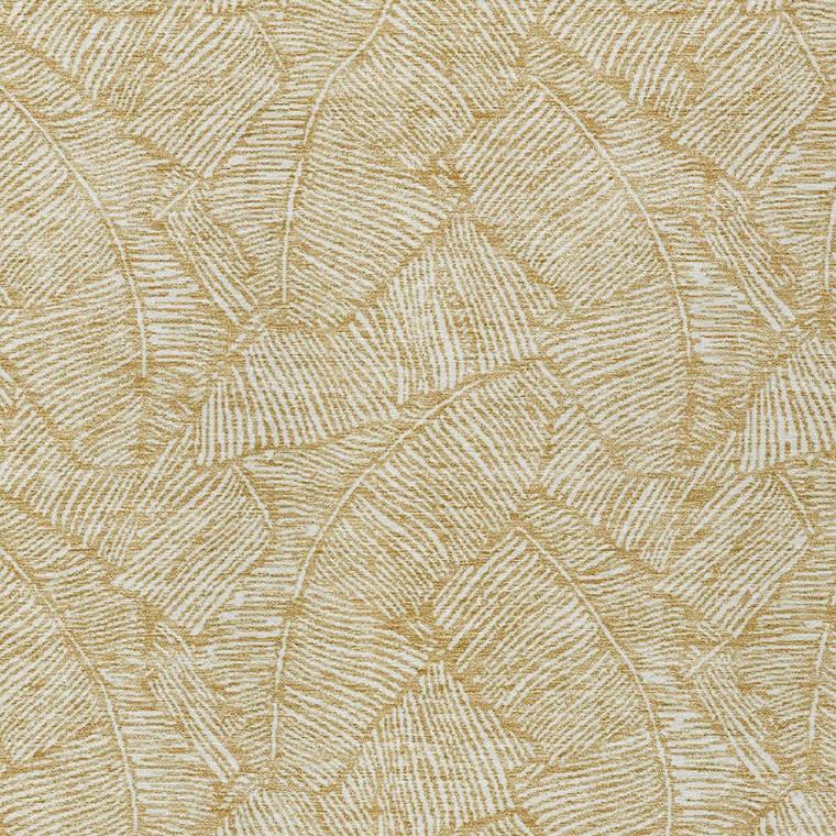 8' X 10' Gold And Beige Floral Washable Indoor Outdoor Area Rug - Gold, Beige