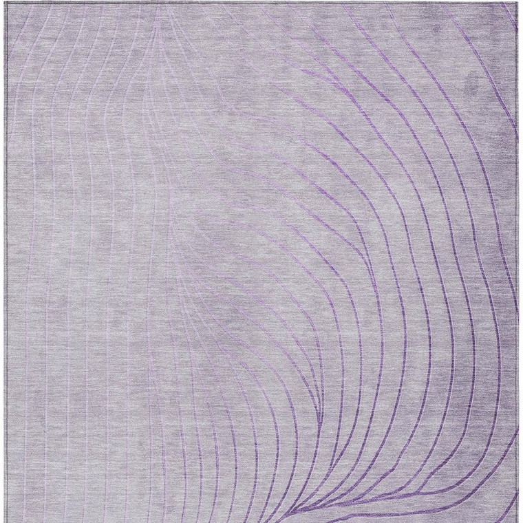 10' X 14' Lavender And Silver Abstract Washable Indoor Outdoor Area Rug