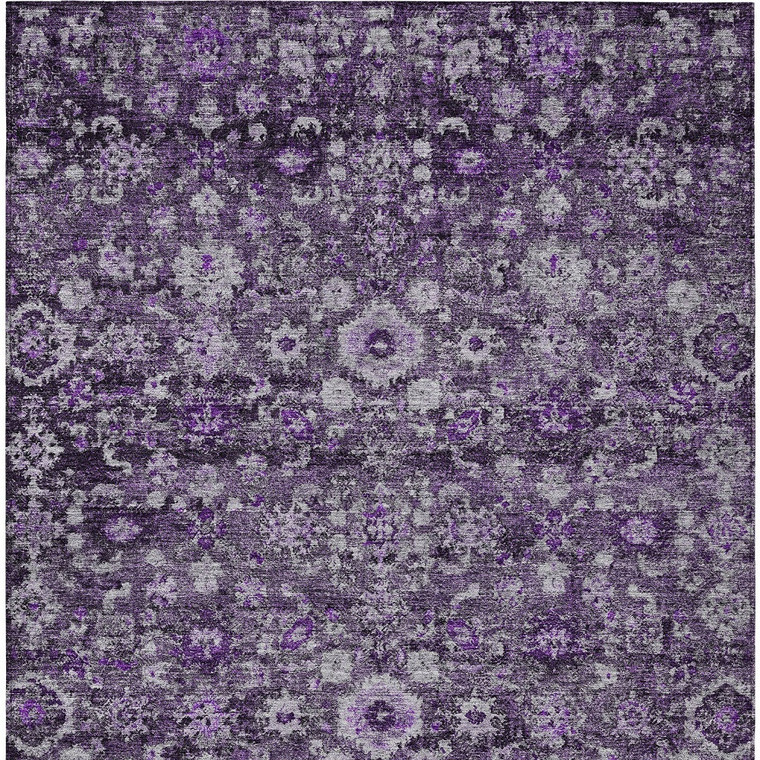8' X 10' Purple Lilac And Lavender Oriental Washable Indoor Outdoor Area Rug - Purple, Lilac, Lavender
