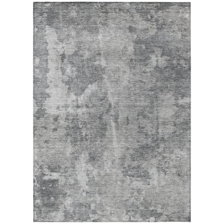 9' X 12' Gray Abstract Washable Non Skid Indoor Outdoor Area Rug Transitional Style - Gray Color