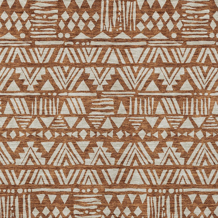 8' X 10' Terra Cotta And Beige Southwestern Washable Indoor Outdoor Area Rug - 608219254094