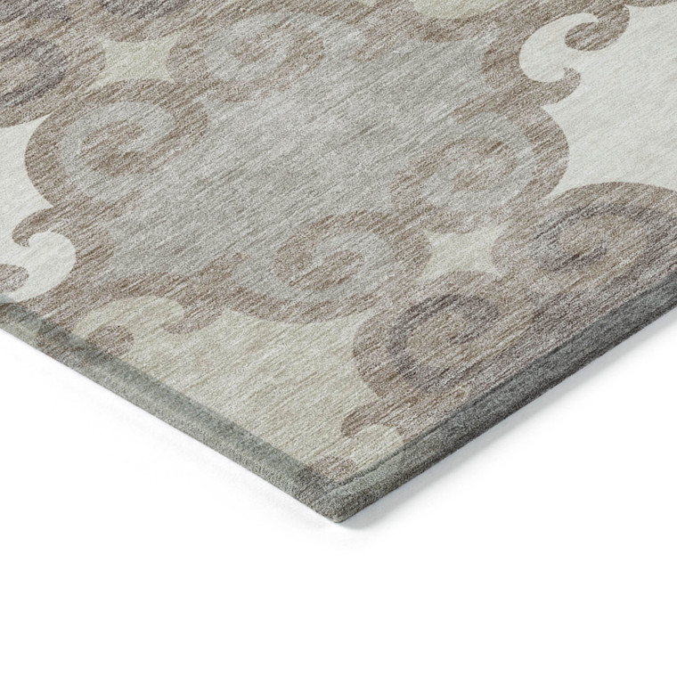 8' X 10' Taupe Beige And Gray Trellis Washable Indoor Outdoor Area Rug