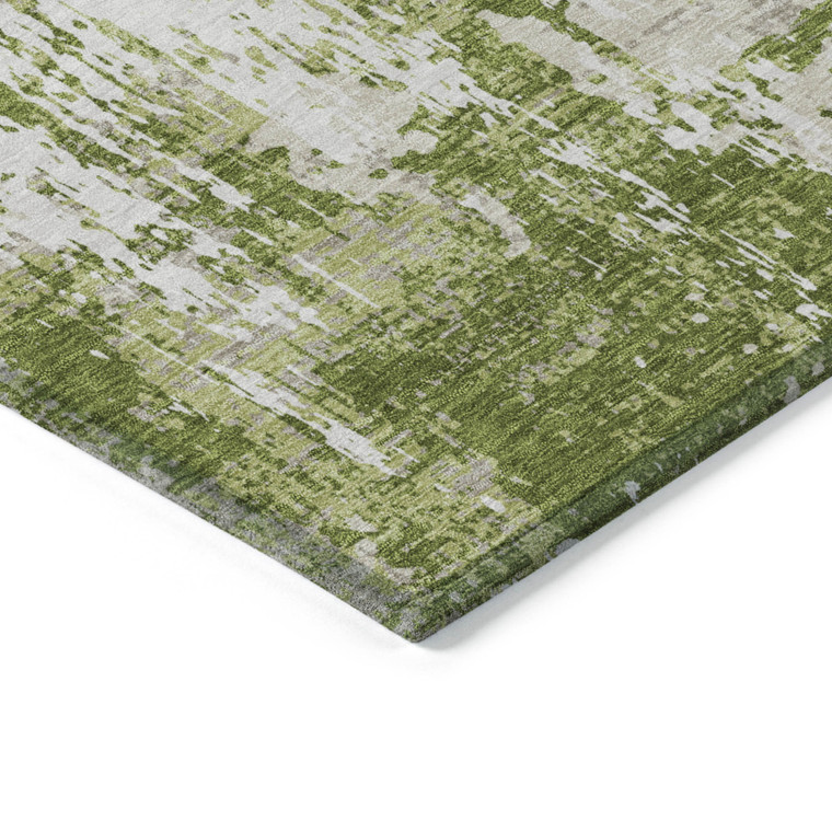 8' X 10' Green And Ivory Abstract Washable Indoor Outdoor Area Rug - 608219155018