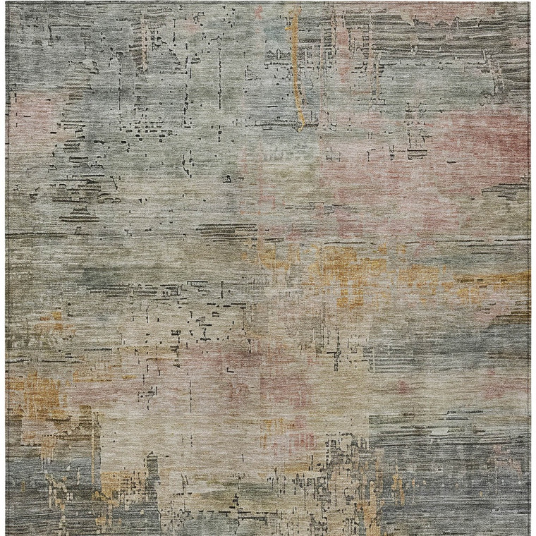 8' X 10' Sage And Beige Abstract Washable Indoor Outdoor Area Rug - Sage, Beige