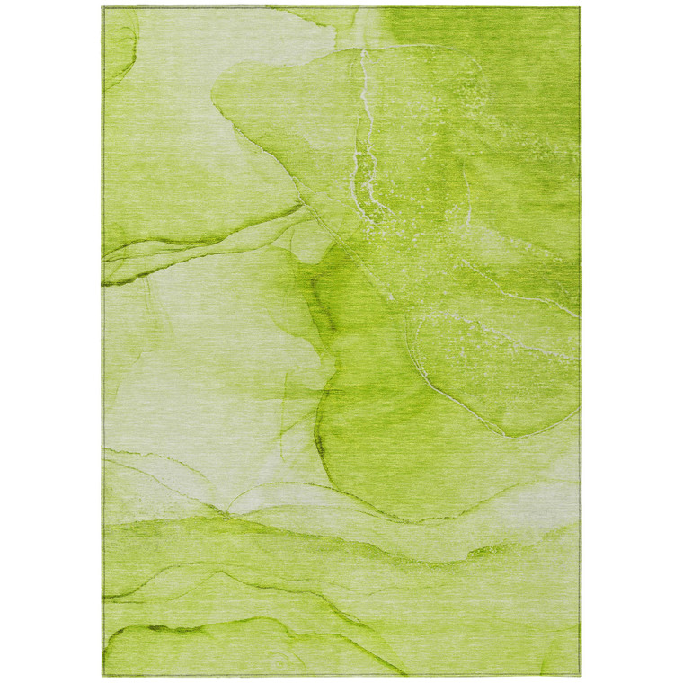 8' X 10' Green Abstract Washable Non Skid Indoor Outdoor Area Rug - 608219118310