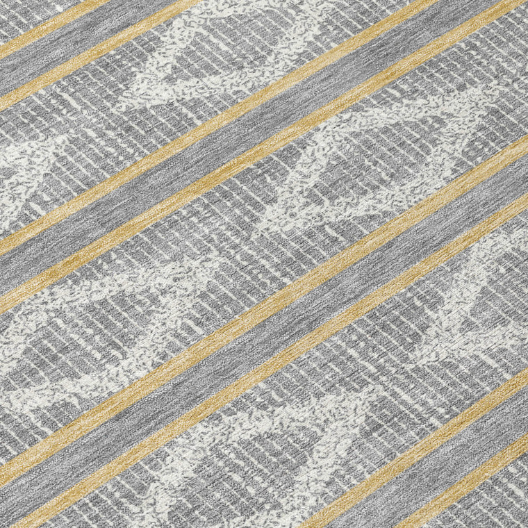8' X 10' Gray Ivory And Brown Geometric Washable Indoor Outdoor Area Rug