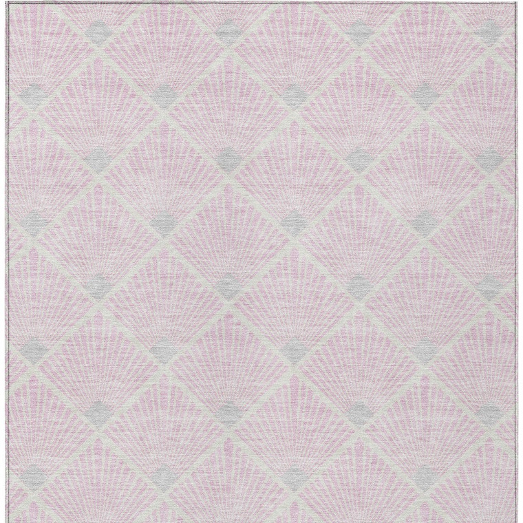 8' X 10' Pink Gray And Ivory Geometric Washable Indoor Outdoor Area Rug - Pink, Gray, Ivory