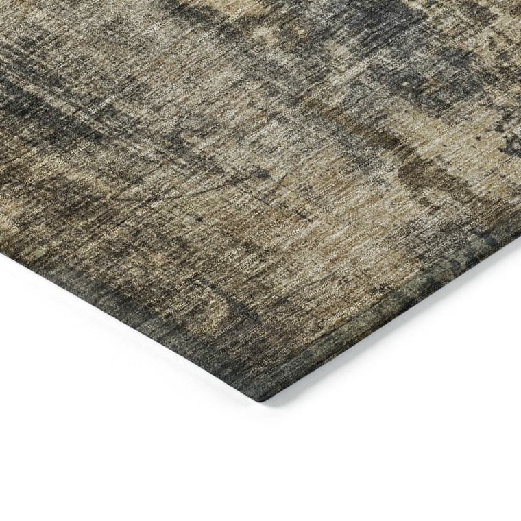8' X 10' Gray Brown And Gold Abstract Washable Indoor Outdoor Area Rug