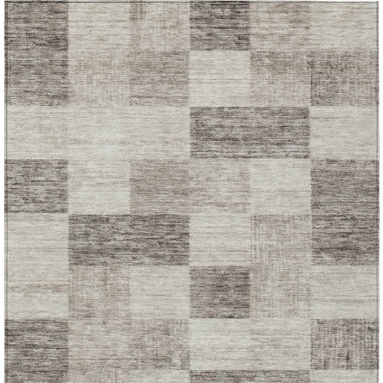 10' X 14' Beige And Gray Geometric Washable Indoor Outdoor Area Rug