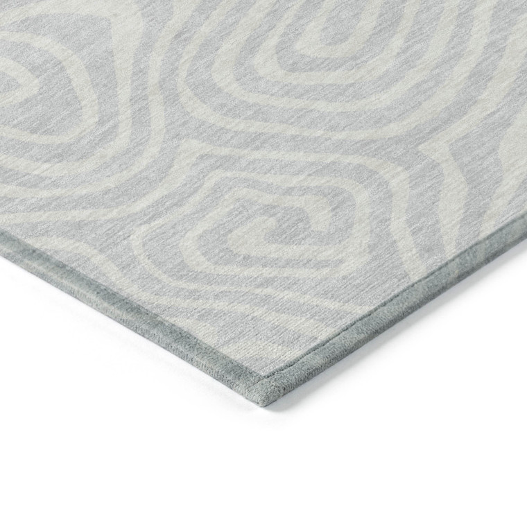 10' X 14' Silver And Gray Abstract Washable Indoor Outdoor Area Rug Transitional Style - Silver, Gray Color