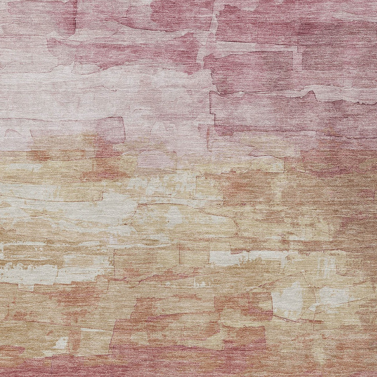 8' X 10' Mauve And Pink Striped Washable Indoor Outdoor Area Rug