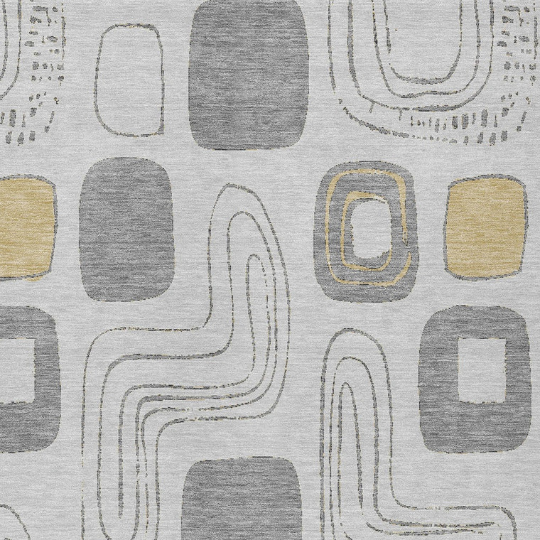 10' X 14' Gray Silver And Gold Geometric Washable Indoor Outdoor Area Rug