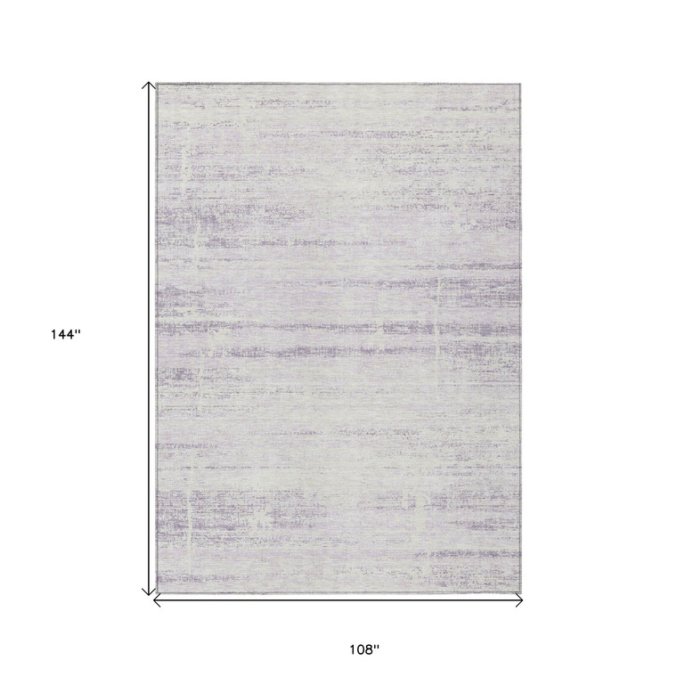 9' X 12' Lavender Purple And Ivory Abstract Washable Indoor Outdoor Area Rug