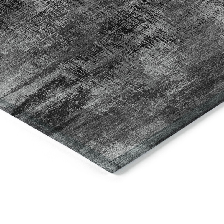 10' X 14' Gray Charcoal And Silver Abstract Washable Indoor Outdoor Area Rug - 608219012687