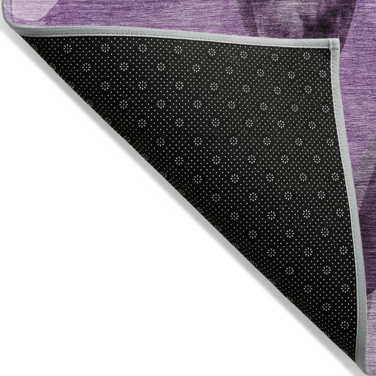 9' X 12' Purple Abstract Washable Non Skid Indoor Outdoor Area Rug Contemporary Style - Purple Color