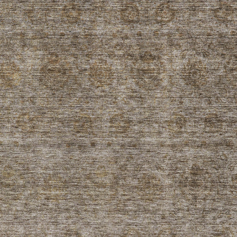 8' X 10' Brown And Tan Floral Washable Indoor Outdoor Area Rug - Brown, Tan