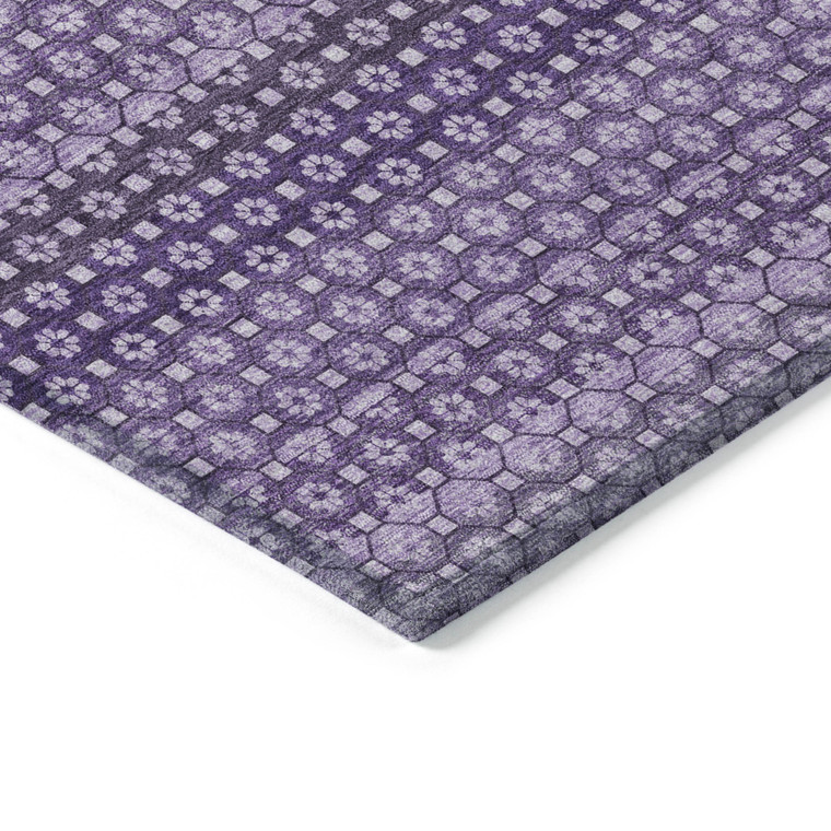 8' X 10' Lavender And Purple Striped Washable Indoor Outdoor Area Rug - 880016466522