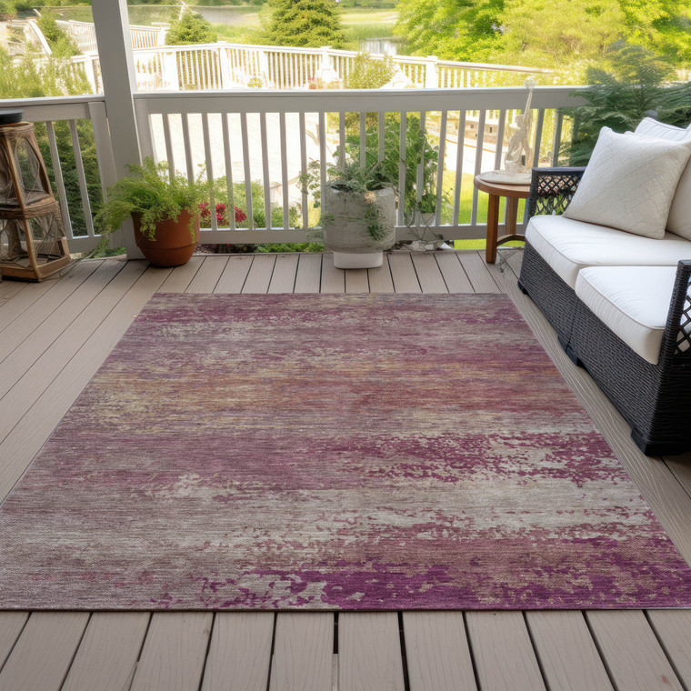 8' X 10' Merlot Beige And Blush Abstract Washable Indoor Outdoor Area Rug